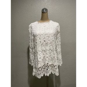 Pure White Lace Blouse L